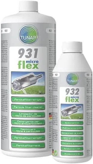 TUNAP Set Pratico Per La Pulizia Del Filtro Antiparticolato Microflex 931 Detergente Per Filtro Particelle 1L + 932 Risciacquo PFR 500ml Universale Per Benzina BPF E Diesel DPF Pulitore Per Filtro