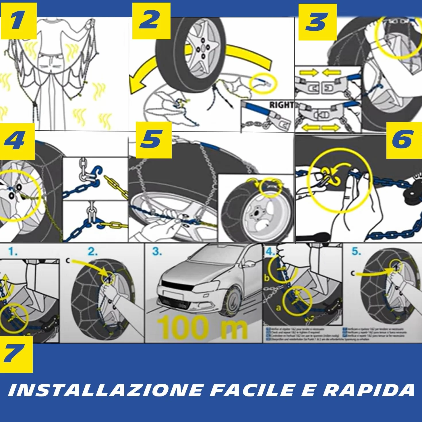 MICHELIN Catene da Neve Extrem Grip 90 - Omologate EN 16662-1 Maglie 9mm - Catene Metalliche Auto ABS ESP - Con Tenditore