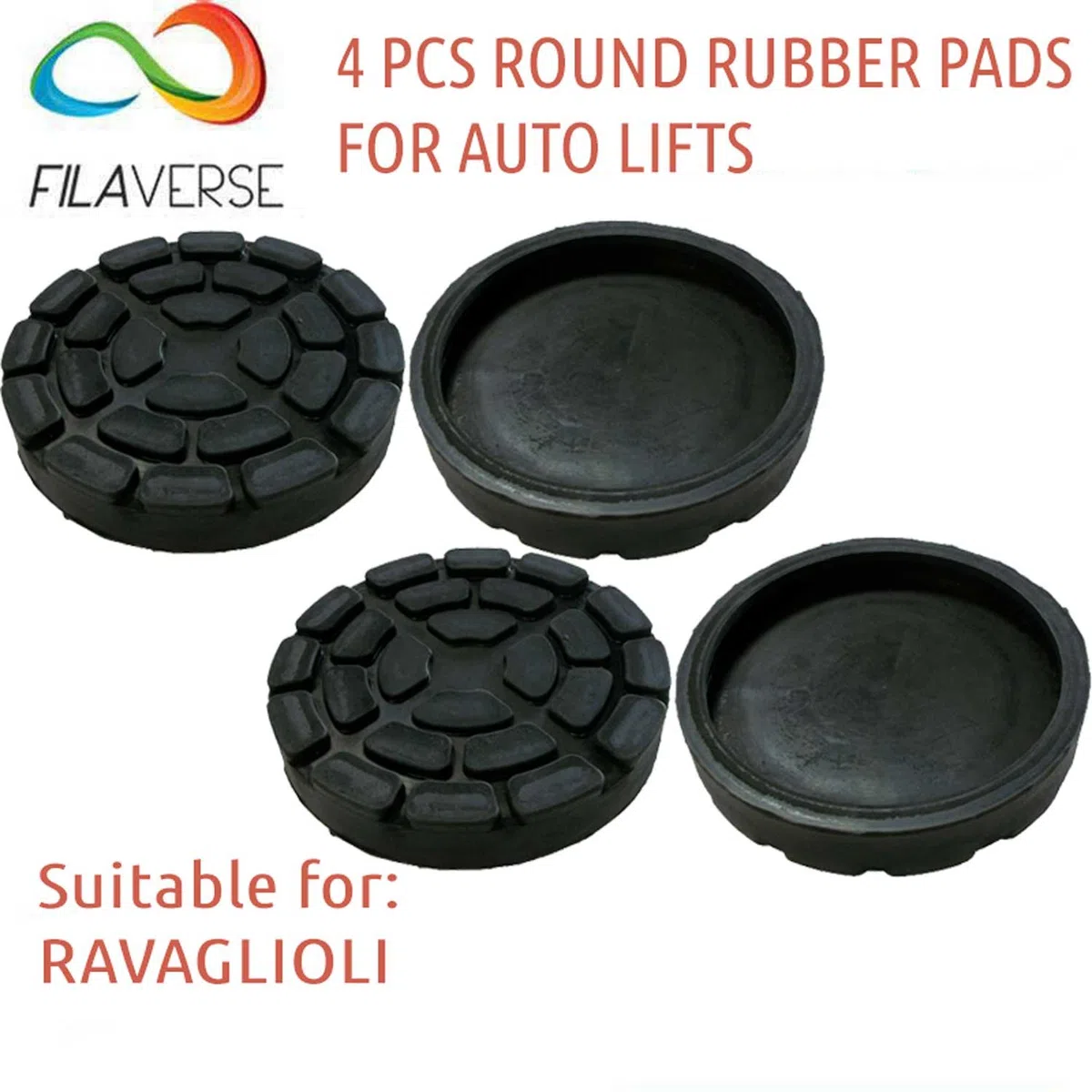 Kit 4 Tamponi a Cuffia in Gomma Piena ø150/135 mm H25 per Ponti Sollevatori a 2 Colonne — Compatibili Ravaglioli