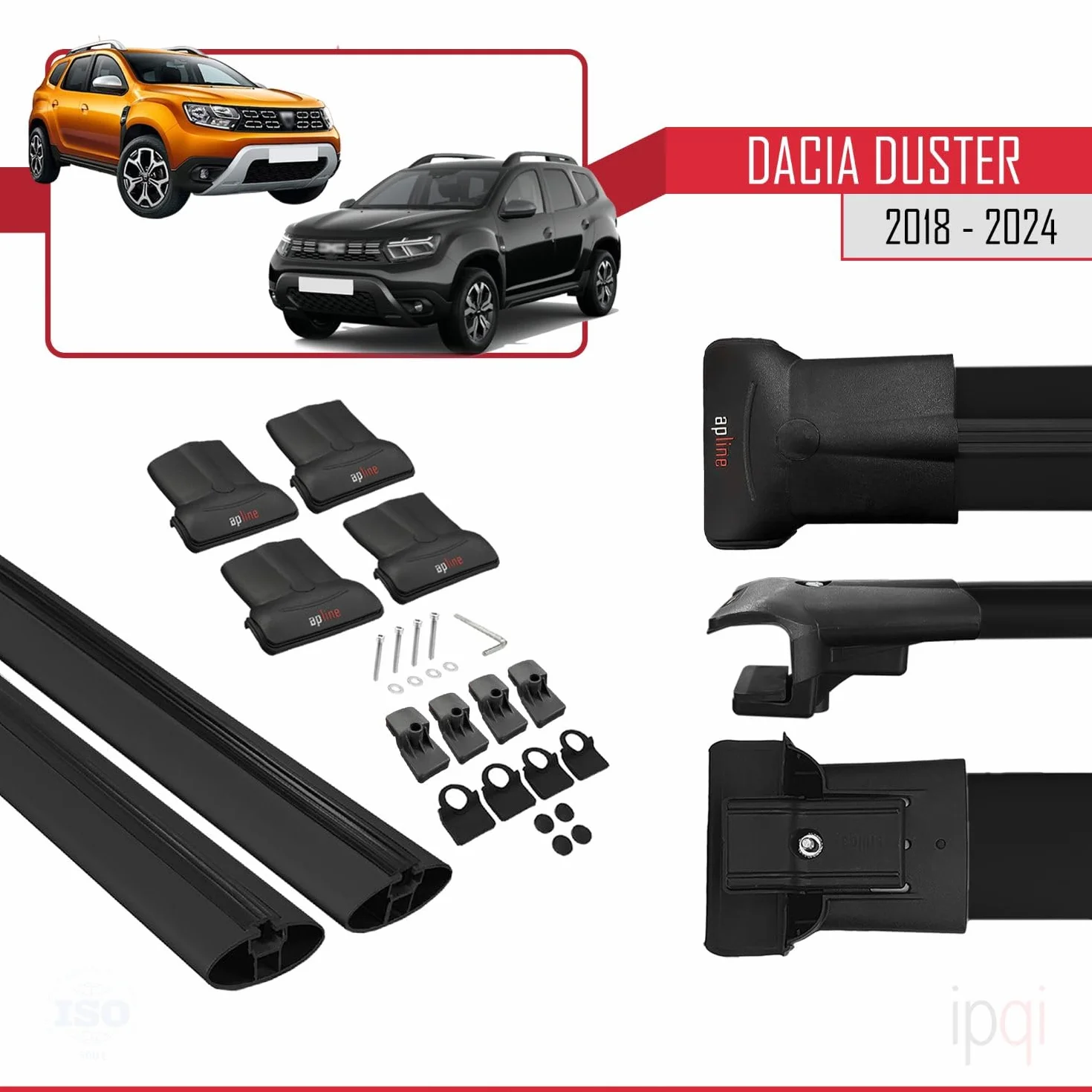 RE&AR Tuning Compatibile con Dacia Duster 2 (HM) 2018-2024 Fly Model Barre Tetto Portapacchi Auto Barre Portatutto Nero Alluminio 2 Barre