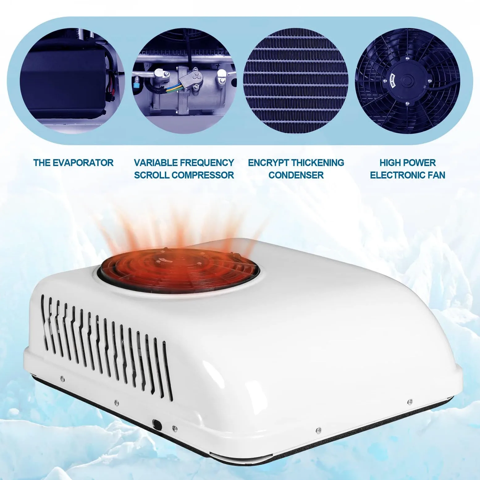 Climatizzatore Da Tetto Per Camper, Doppia Funzione Calda E Fredda, 12 V/24 V, Condizionatore Da Tetto Universale Per Camper, Regolazione Della Conversione Di Frequenza, Bassa Rumorosità,24V