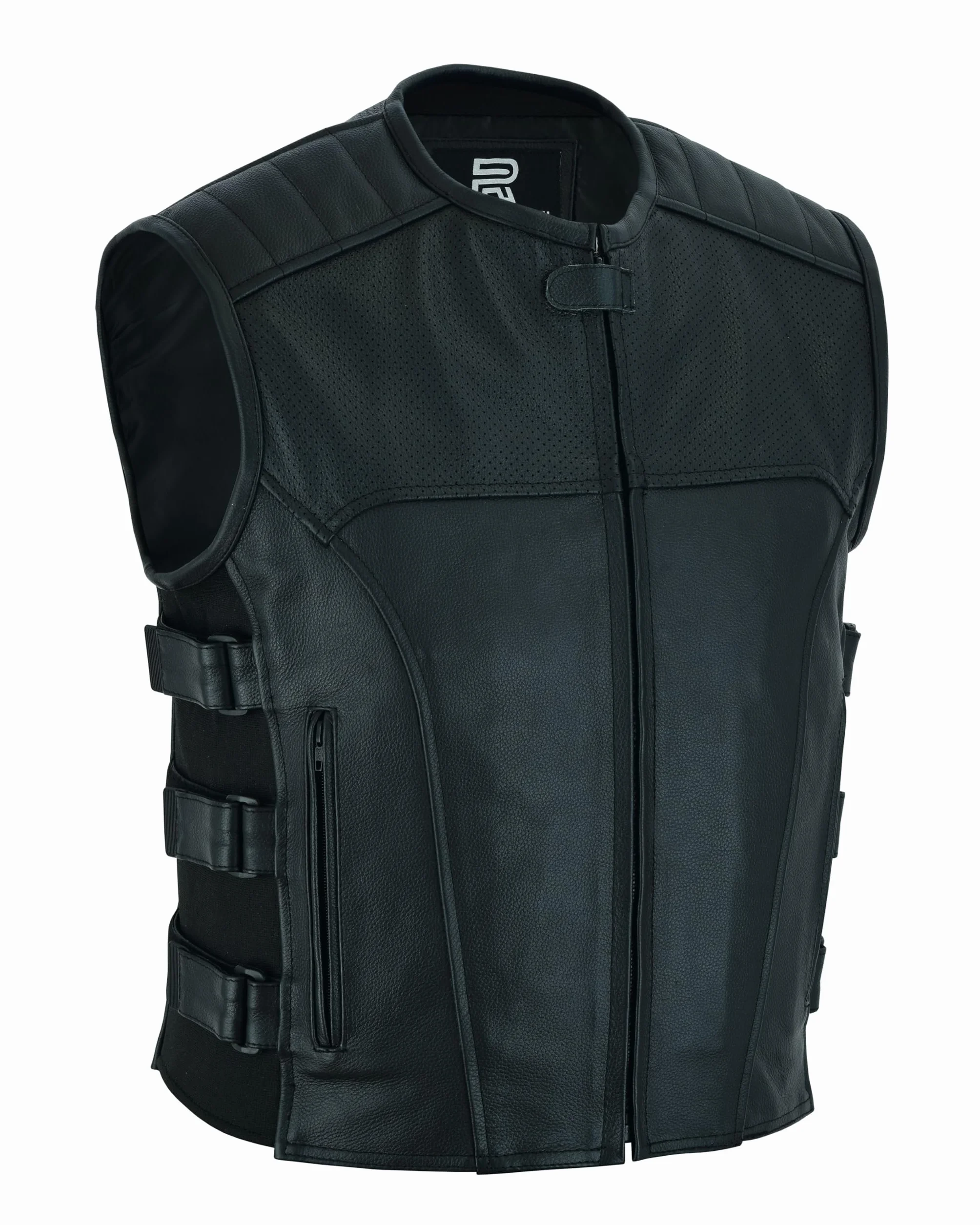 RAXUS K-20 Gilet da moto in pelle da uomo in vera pelle