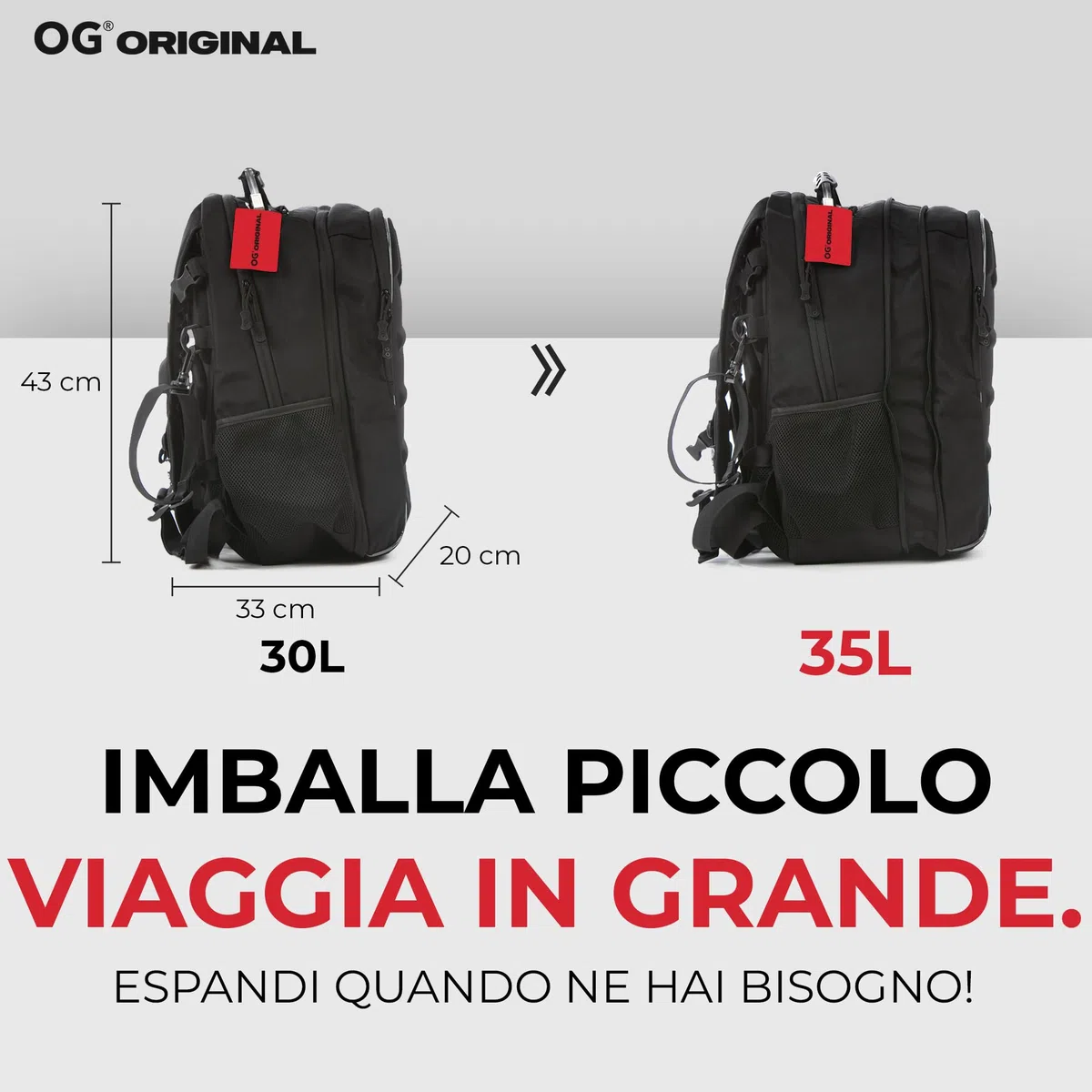 OG Original CityRunner Zaino Moto, Impermeabile, Espandibile 30-35L, Borsa Porta-Casco Moto, Cinturino per Casco, Grande Capacità, Laptop, Rifrangente, USB