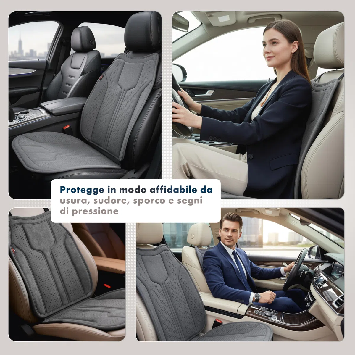 Walser Cuscino Premium Auto Nubo, 1 Protezione Antracite, Coprisedile Anteriore Alta Qualita Look Alcantara, Protezione per Posizione Anteriore