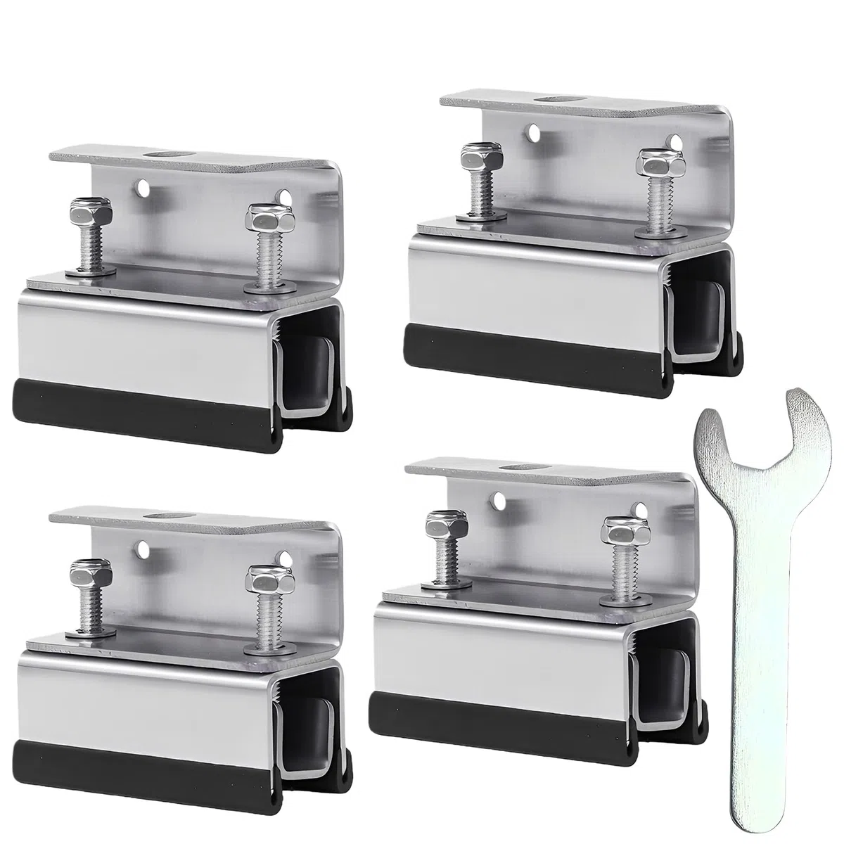 Van Roof Rack Mount Kit,4 pezzi in acciaio inox Van Roof Rack con chiave inglese, portapacchi in acciaio inox, kit di montaggio per barre portatutto per camper e yacht
