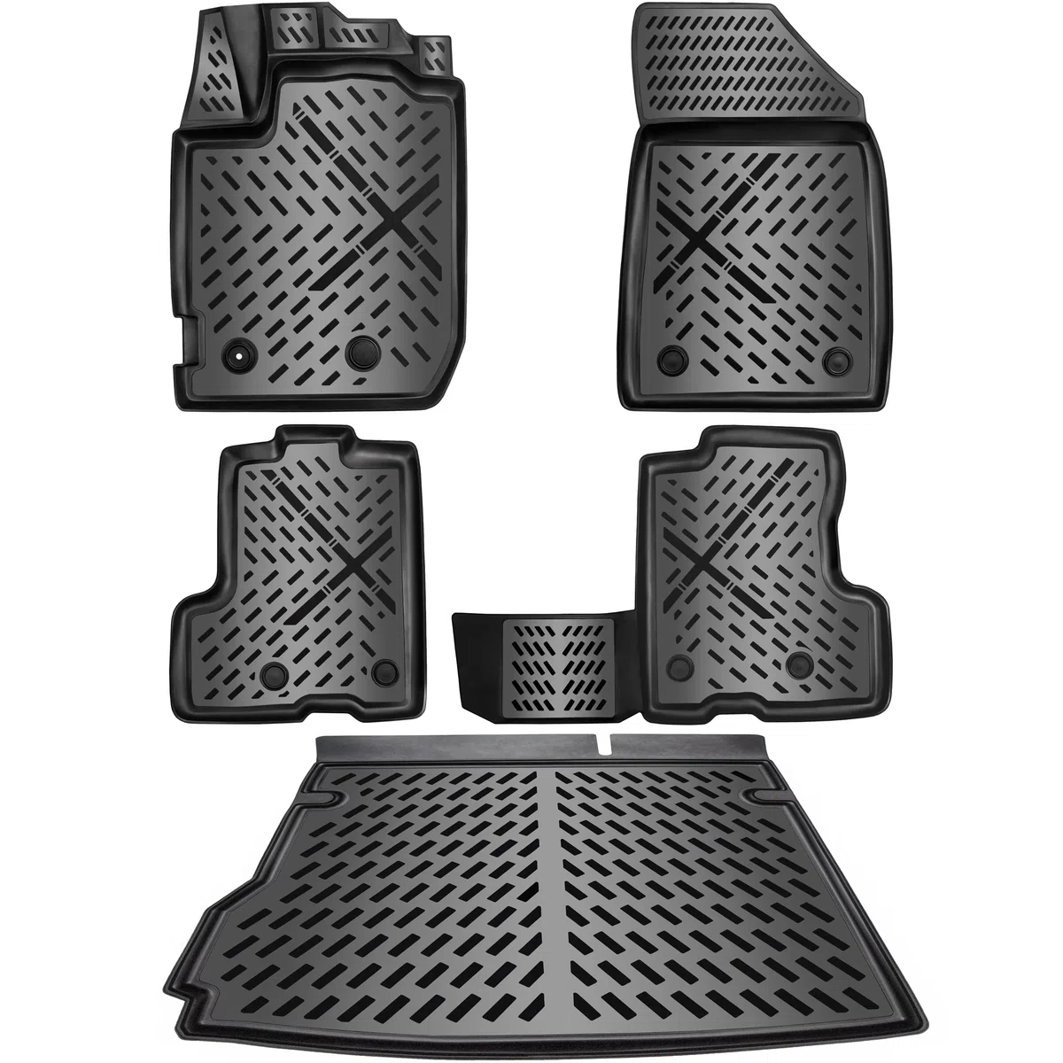 ELMASLINE 3D Tappetini Gomma e Vasca Baule per Dacia Duster 2a generazione 2021-7/2024 | 4x2 | Tappetini Auto | Vasca per il bagagliaio | Accessori auto
