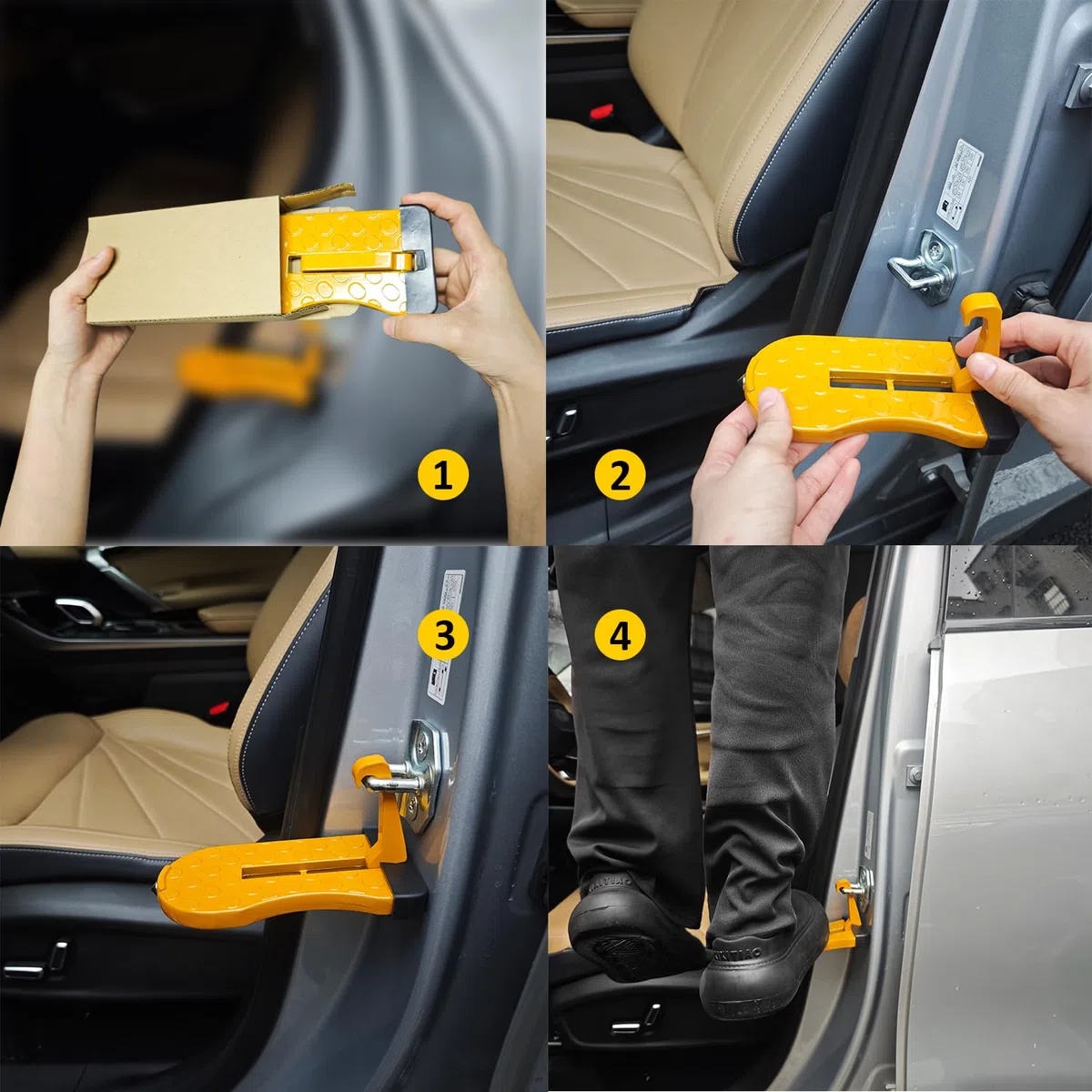 Pedana Pieghevole per Porta, Pedane per Portiera Auto, Gradino per Portiera Auto con Martello di Sicurezza, Capacità Carico di 250 kg, per Maggior Parte dei Camion SUV Mini Veicolo