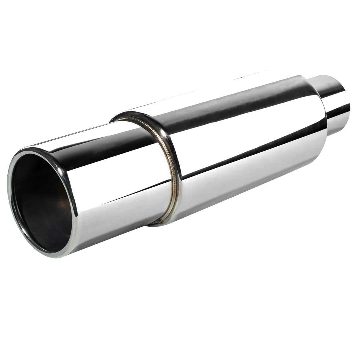 Catekro Silenziatore finale in acciaio inossidabile ingresso 63mm, Silenziatore scarico Scarico sportivo ingresso 2,5" uscita 3,5" 14,17" Silenziatore finale scarico Risonatore Sostituzione per Auto