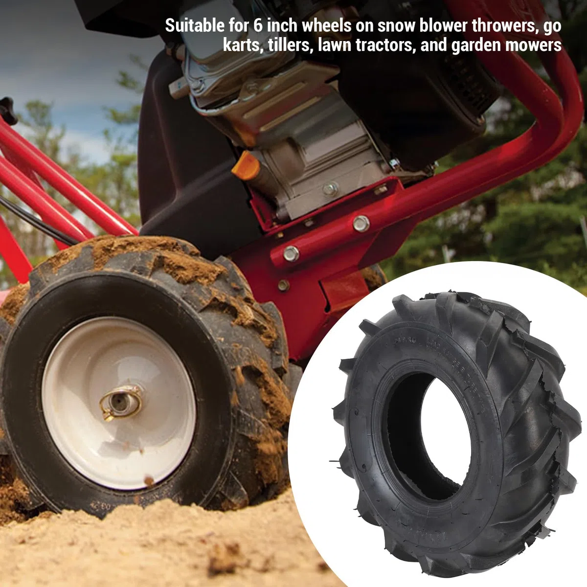 Akozon Pneumatico Tubeless 13x5.00-6, Antiscivolo, Esplosione Resistente, Copertone 6 Pollici per Soffiatore di Neve, Go Kart, Tiller, Tosaerba e Trattore Giardino