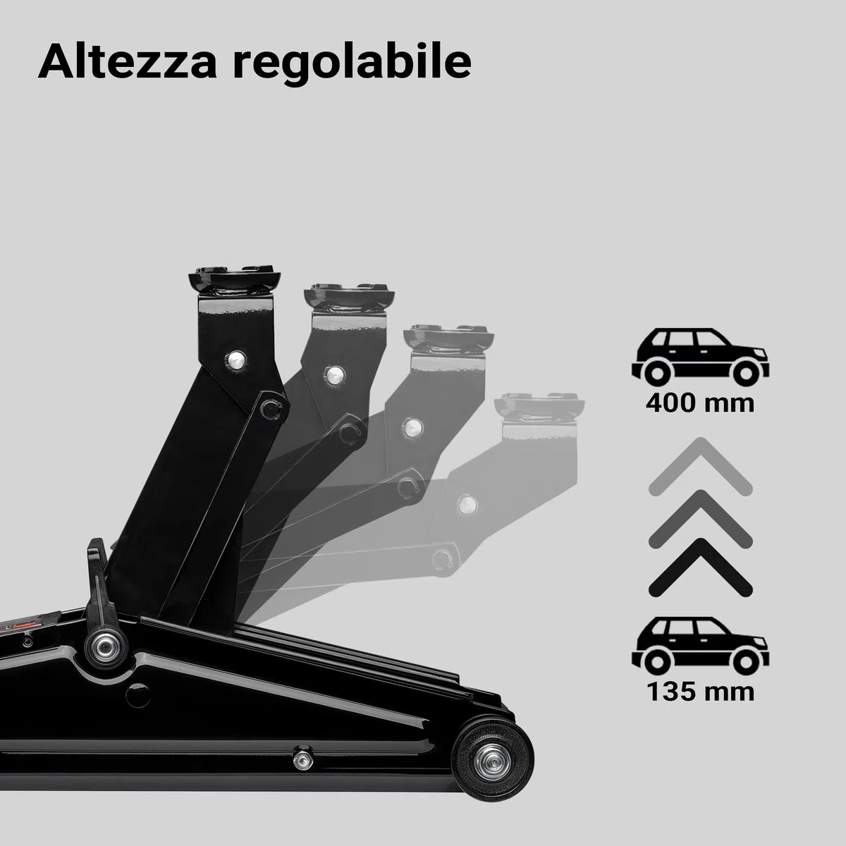 Wiltec Sollevatore auto max 3t, cric idraulico con altezza di sollevamento di 13,5-40 cm, carrello sollevatore per auto, SUV, roulotte, cric idraulico a carrello