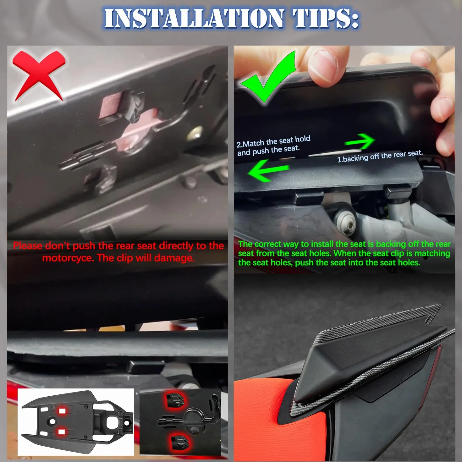 Copri carena per sedile posteriore moto compatibile con RS660 RS 660 Tuono 660 (2020-2023) RSV4 RS V4 1100 (2021-2023) Coprisedile singolo passeggero (Aspetto fibra di carbonio)