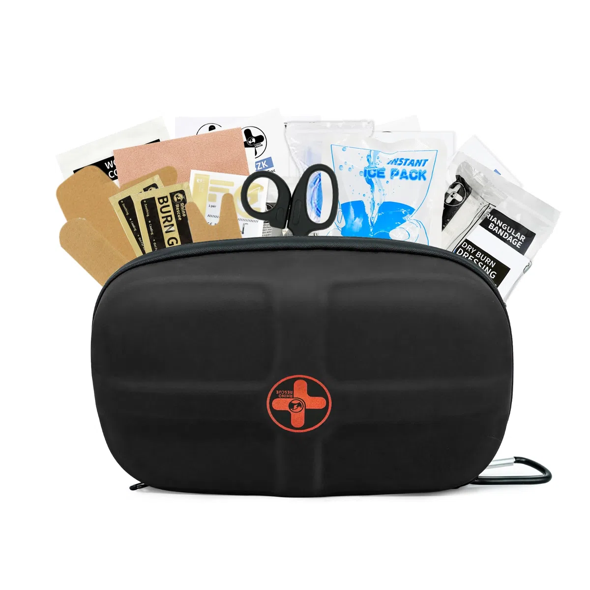 RHINO RESCUE Mini Kit di Pronto Soccorso, Piccolo Elemento di Emergenza Portatile Impermeabile per Viaggi, Casa, Auto, Dormitorio, Campeggio, Escursionismo (Nero)
