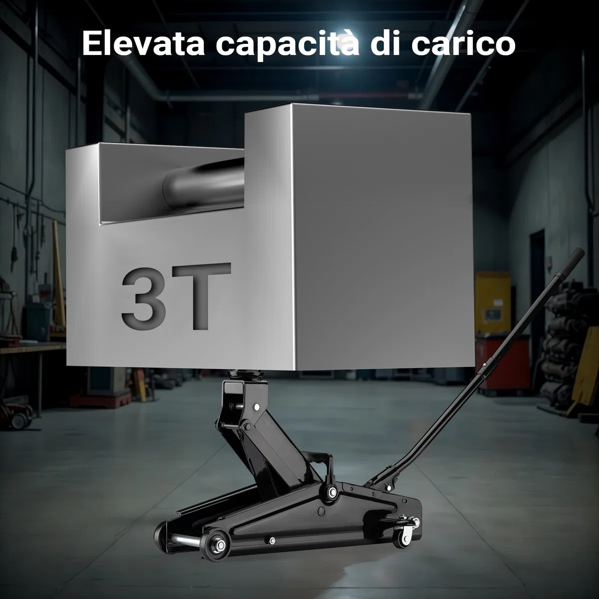 Wiltec Sollevatore auto max 3t, cric idraulico con altezza di sollevamento di 13,5-40 cm, carrello sollevatore per auto, SUV, roulotte, cric idraulico a carrello