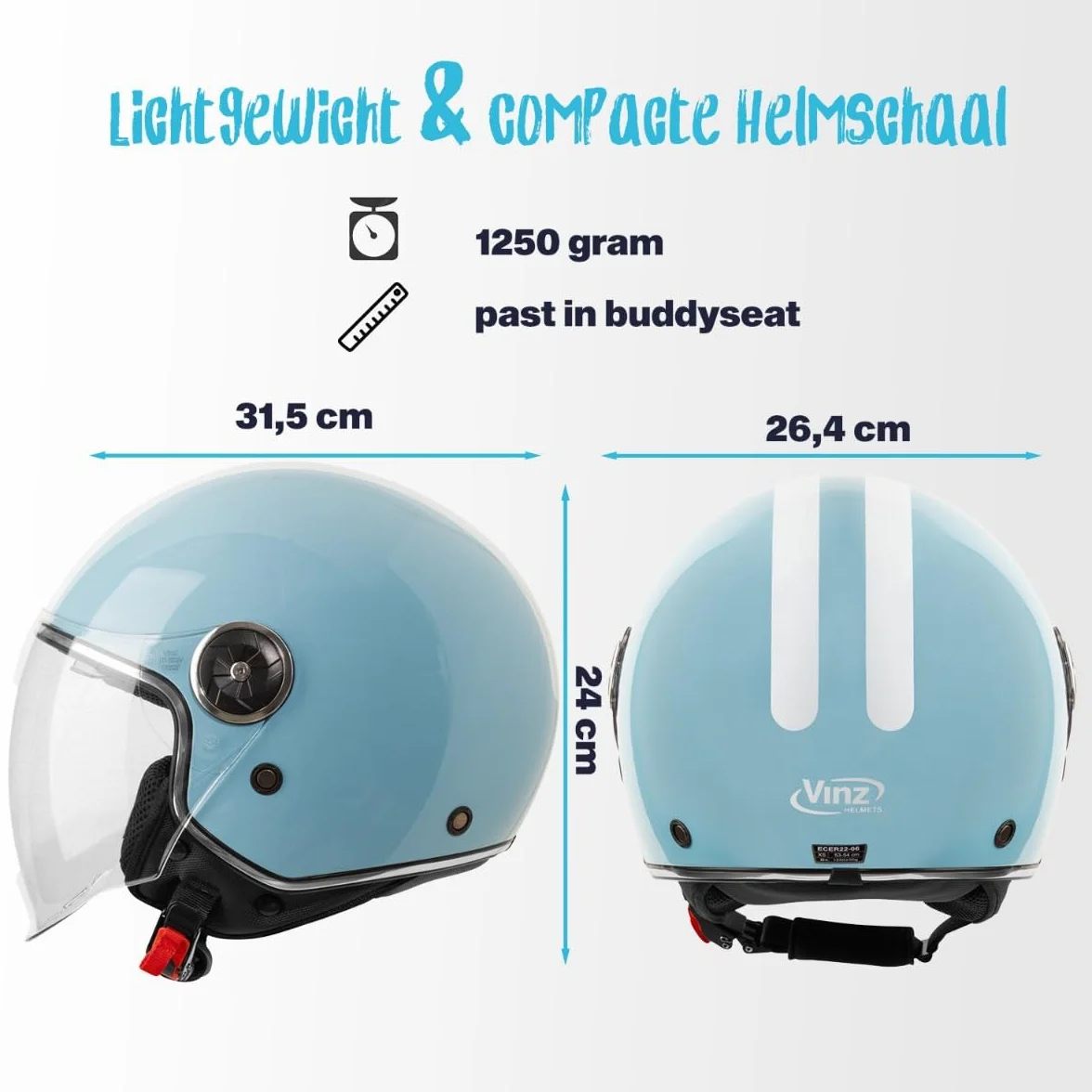 VINZ Arenas Casco Jet Doppia Visiera VIntage | Casco Scooter / Moto con Striscia | Donna E Uomo | Certificato ECE 22.06 | nelle taglie dalla XS-XXL