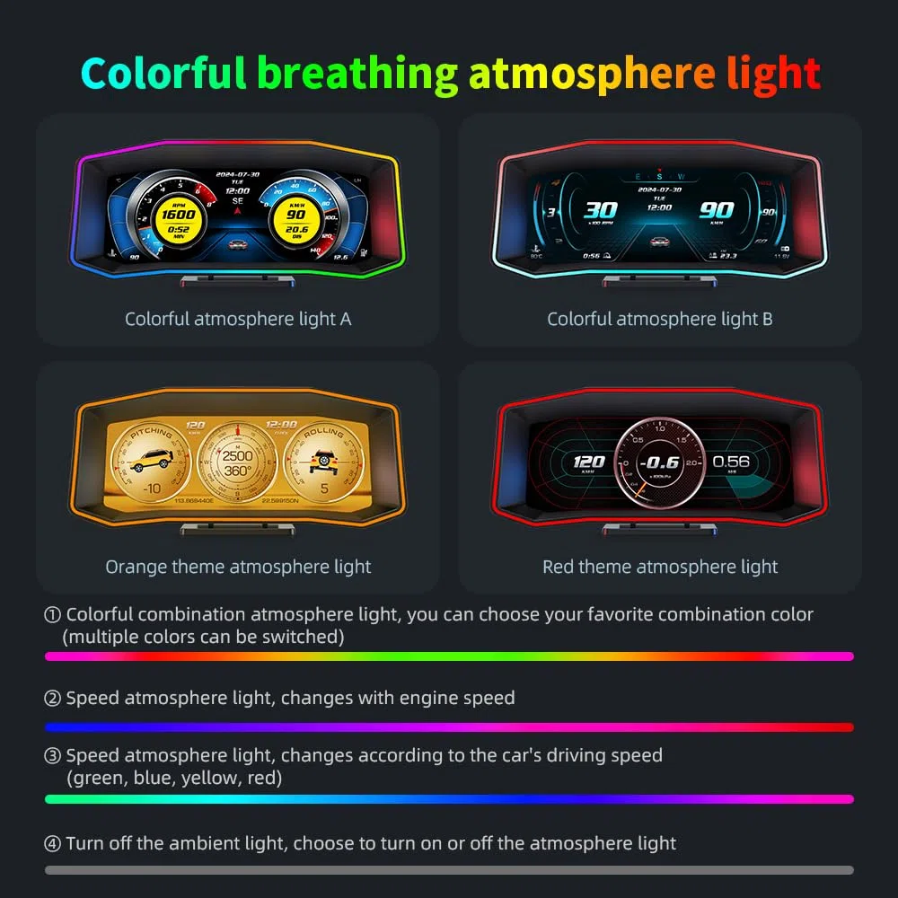 KAOLALI Heads Up Display Auto, Sistema Duale OBD2 e GPS, 6.2 Pollici, Unità MPH e KM/H Modificabili, Temperatura del Olio, Bussola, Avvisi Intelligenti per la Majoranza dei Veicoli Successivi al 2008