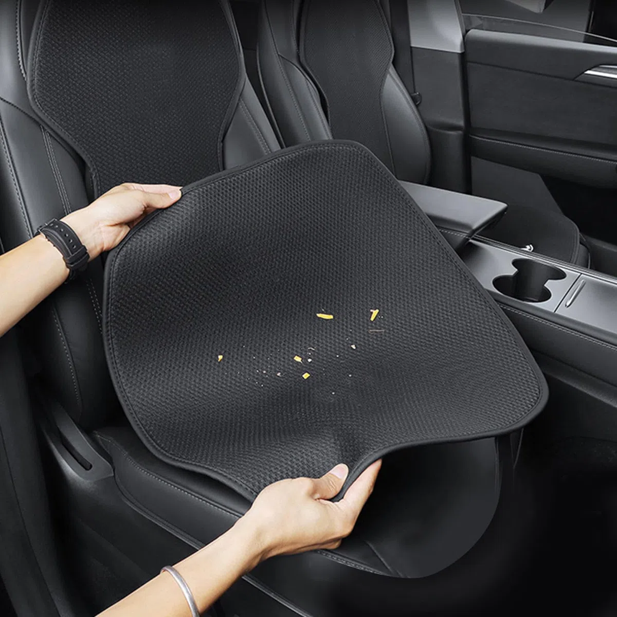 TOPABYTE Set Personalizzato Coprisedili Auto per Tesla Model Y Model 3 Model S Model X 2017-2026, Conducente e Passeggero Auto Cuscino, Seta Ghiaccio Traspirante e Antiscivolo (Senza LOGO)