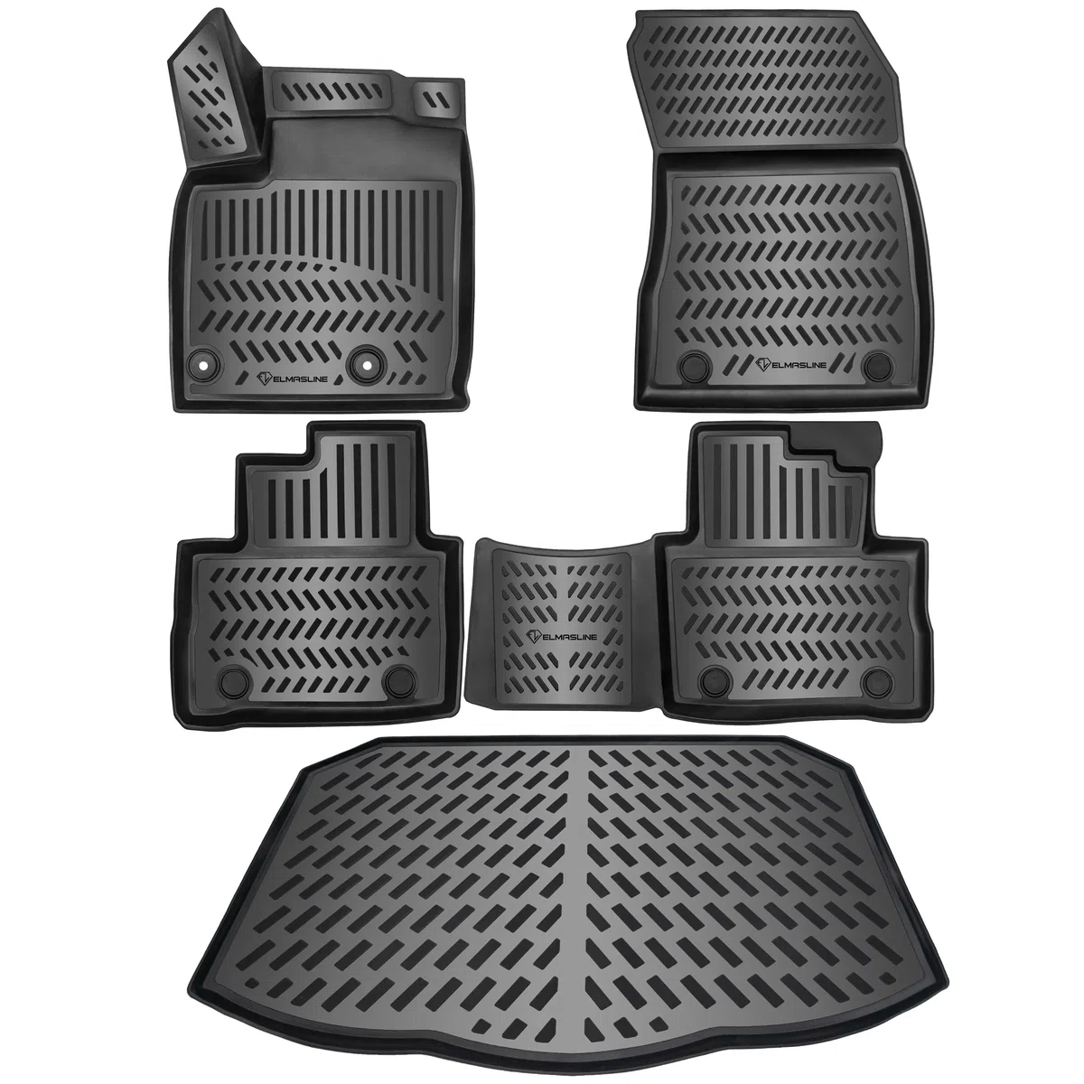 ELMASLINE 3D Tappetini Gomma e Vasca Baule per Nissan Qashqai (J12) 2021-2025 (pianale di carico inferiore) | Non compatibile con E-Power!!! | Tappetini Auto | Vasca per il bagagliaio | Accessori auto