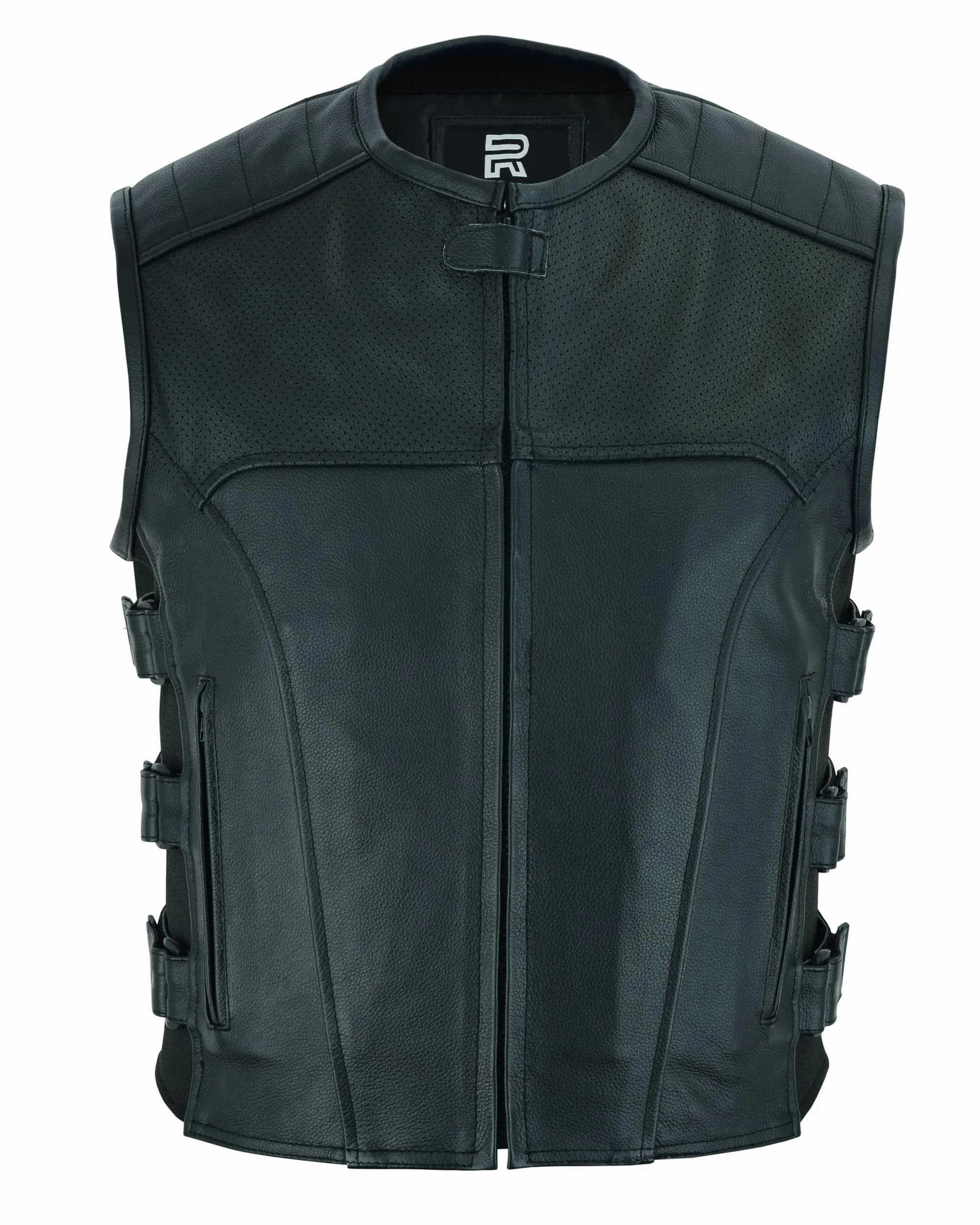 RAXUS K-20 Gilet da moto in pelle da uomo in vera pelle