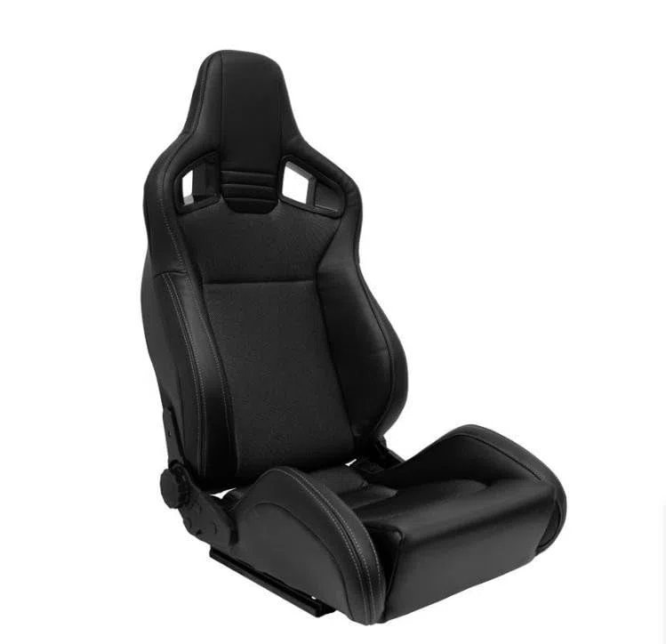 AUTO-STYLE Sedile sportivo "NK", in pelle sintetica e tessuto grigio, schienale reclinabile su due lati, con scivoli, colore: Nero