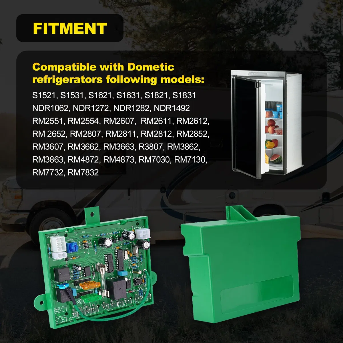 Circuito di controllo dell'alimentazione principale del frigorifero per camper con coperchio protettivo compatibile con parti Dometic 2 e 3 vie RV, sostituire per Micro P-711, 2931842.01,