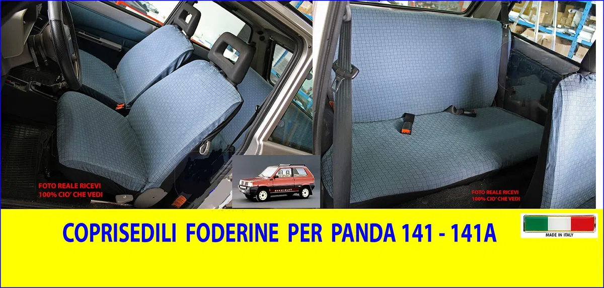 Generico Foderine per sedili i Tessuto originale per Panda 141-141A 4X4 750-1000 prodotte dal 1986 al 2003 Coprisedili per auto copri sedile set su misura serie completa anteriore e posteriore AK1525