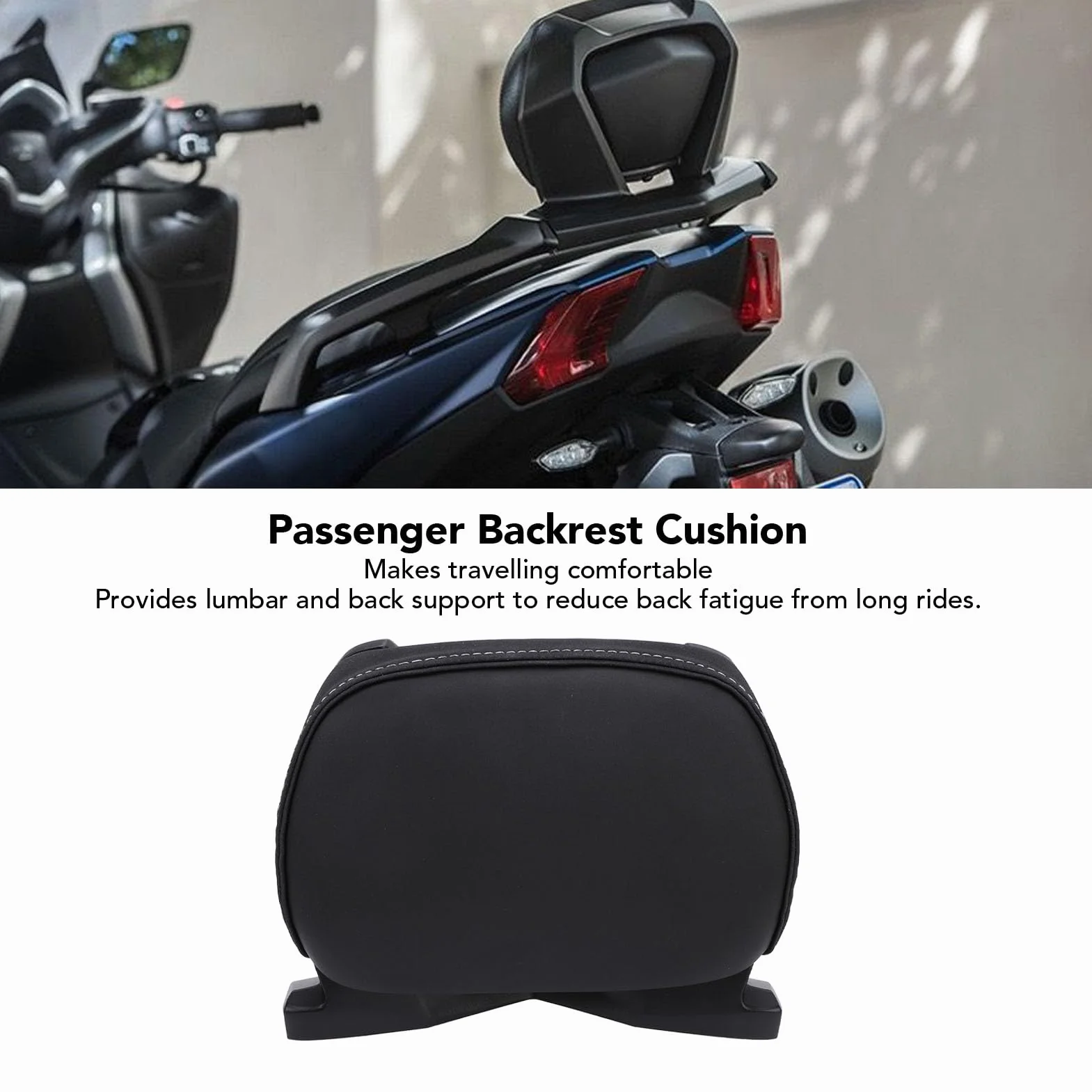 Cuscino per Schienale Moto Cuscino per Schienale Passeggero in Pelle PU per Supporto Lombare Xmax 300 530 Tmax 560