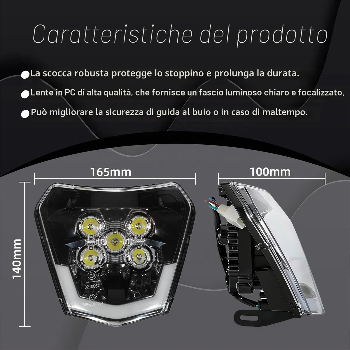 JFG RACING Faro Anteriore Moto,Faro LED Universale Moto per EXC250 SX250 SXF250 EXC450 SX350 SXF450 EXC525 640LC4 Dirt Bike Pit Bike Motocross Enduro Supermoto