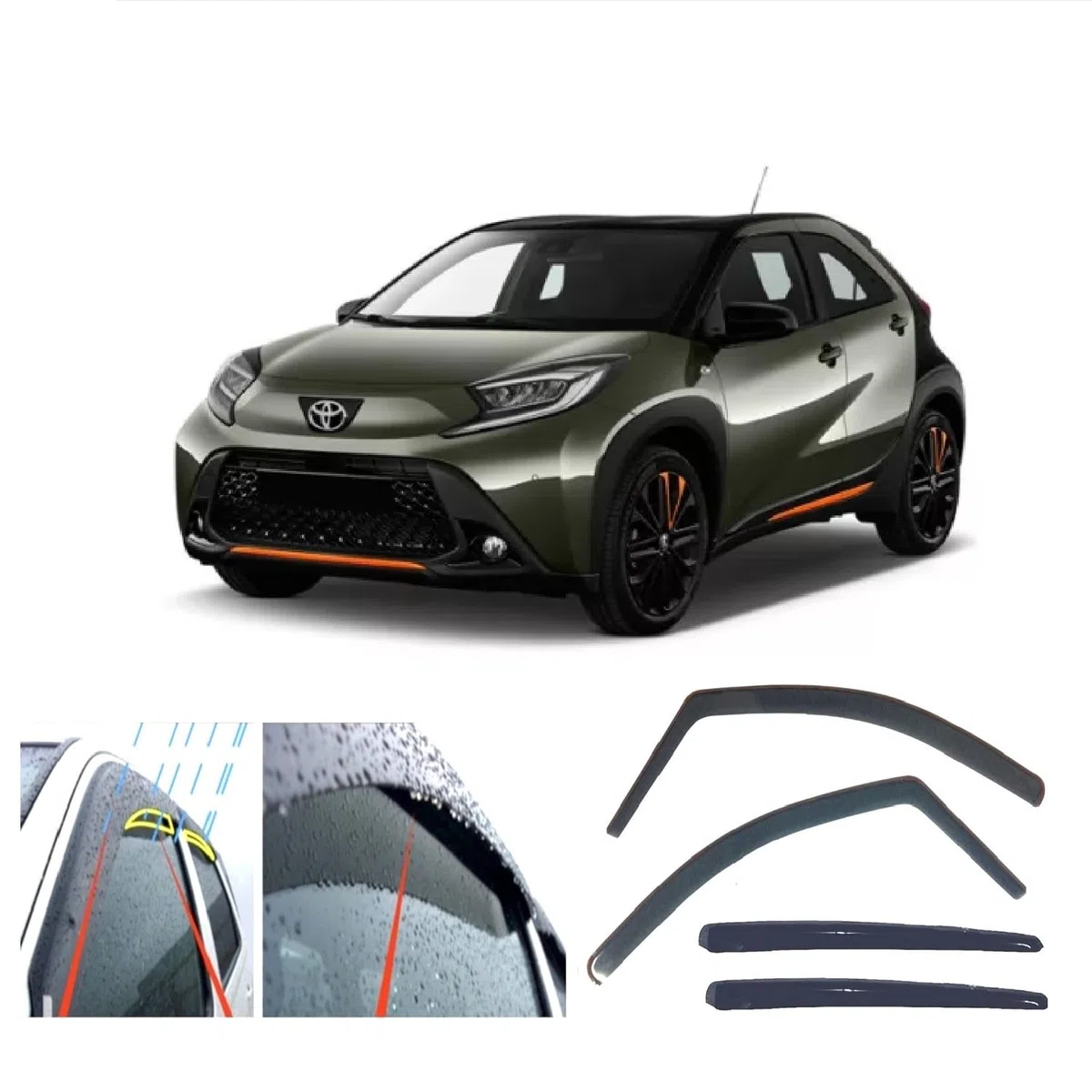 2 deflettori antivento per TOYOTA Aygo X 2022 2023 2024 2025 2026