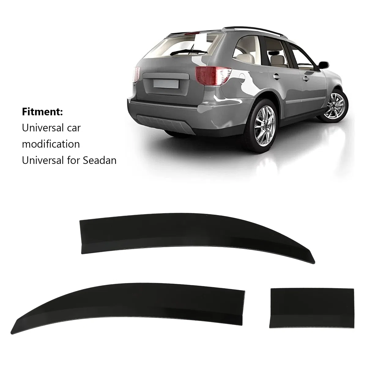 Spoiler Universale per Barra Portellone Posteriore, Set da 3 Pezzi in ABS Nero Lucido Alerone Regolabile con Nastro Adesivo 3M per Auto SUV Station Wagon