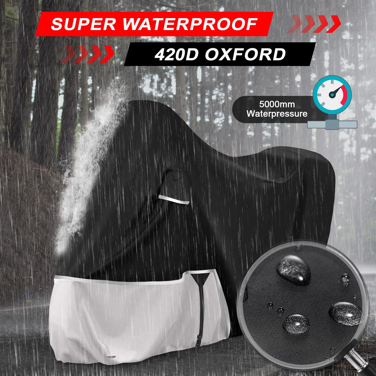 Telo moto per esterno per Piaggio Vespa GTV GTS GT60/125/200/250/300 (con bagagliaio), 420D tessuto Oxford impermeabile resistente all'inverno telo coprimoto copri moto