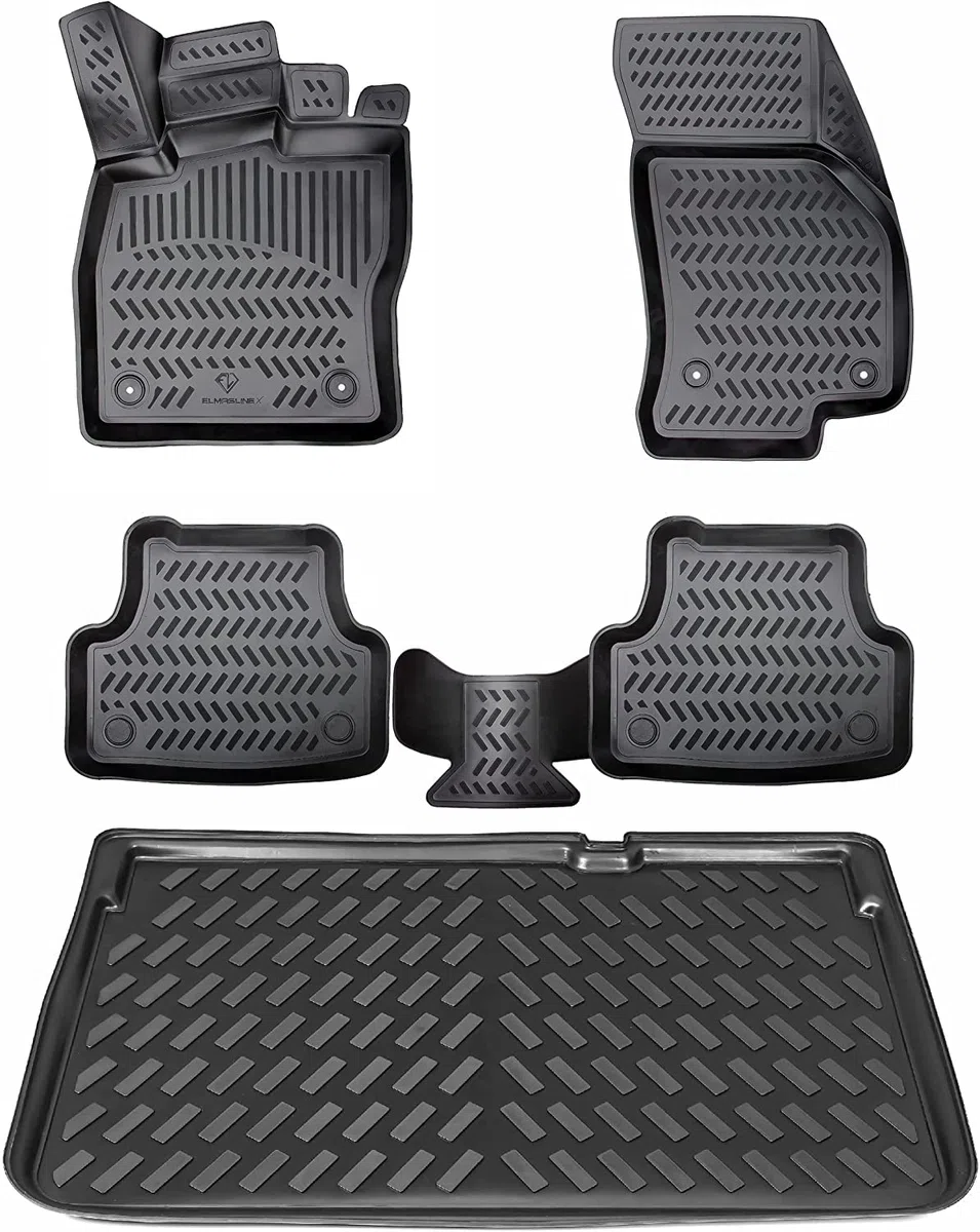 ELMASLINE 3D Tappetini Gomma e Vasca Baule per Renault CAPTUR 2 (2020-2026) | pianale di carico superiore | Tappetini Auto | Vasca per il bagagliaio | Accessori auto