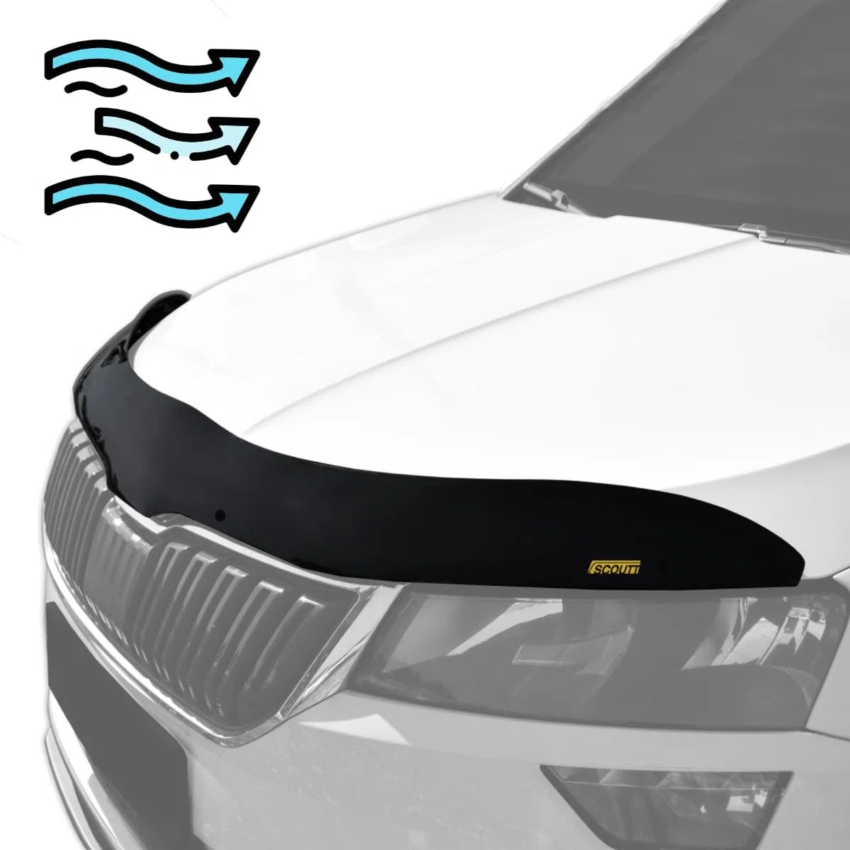 SCOUTT Deflettore Protezione Cofano per Mitsubishi L-200 1999-2006, Migliora l'Aerodinamica dell'Auto, e Spoiler, Nero