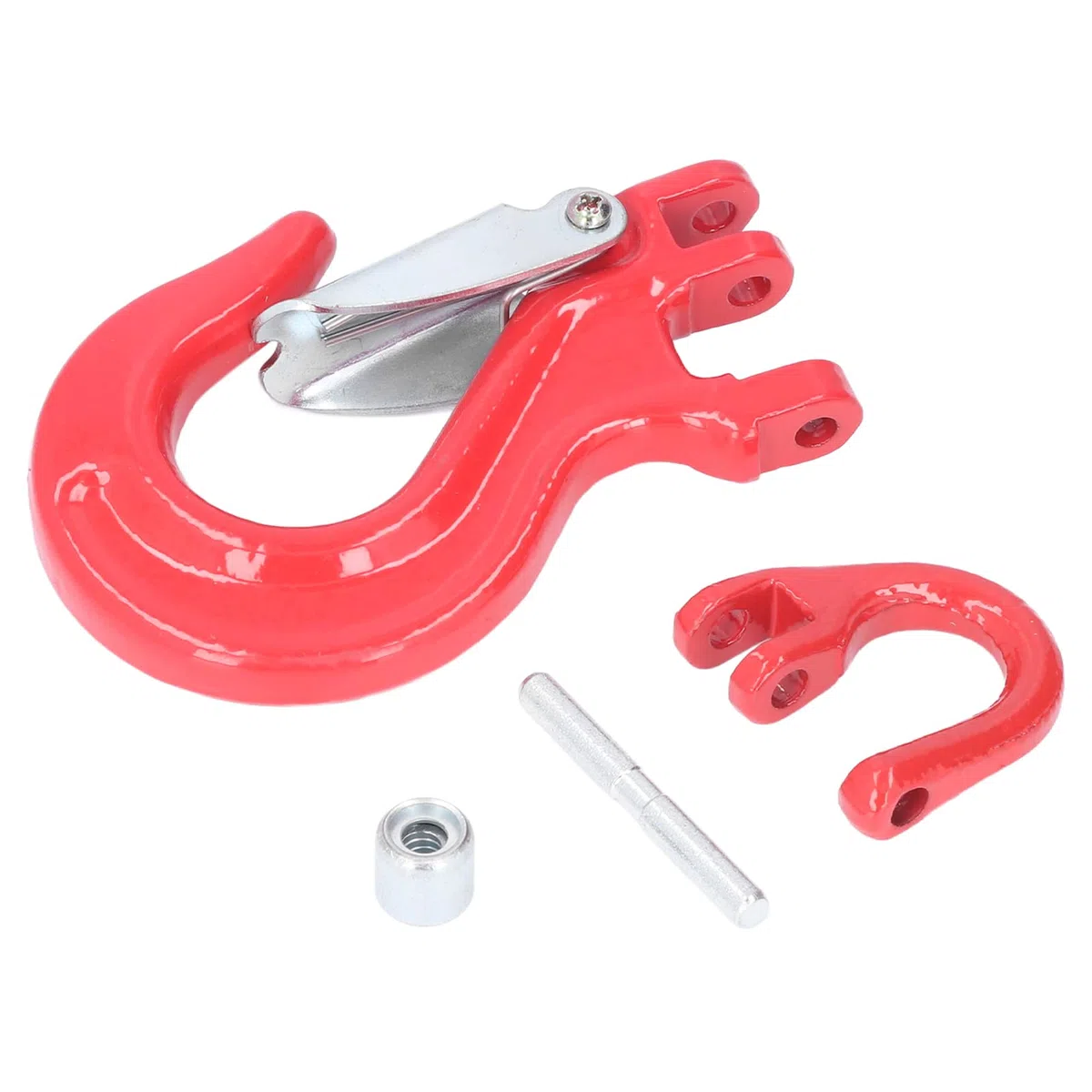 Yctze Gancio Antiscivolo Gancio della Gru Gancio di Traino Verricello Rimorchio Cerniera Gancio Rosso 2T Carico 80 Acciaio Universale con Chiusura di Sicurezza Heavy Duty