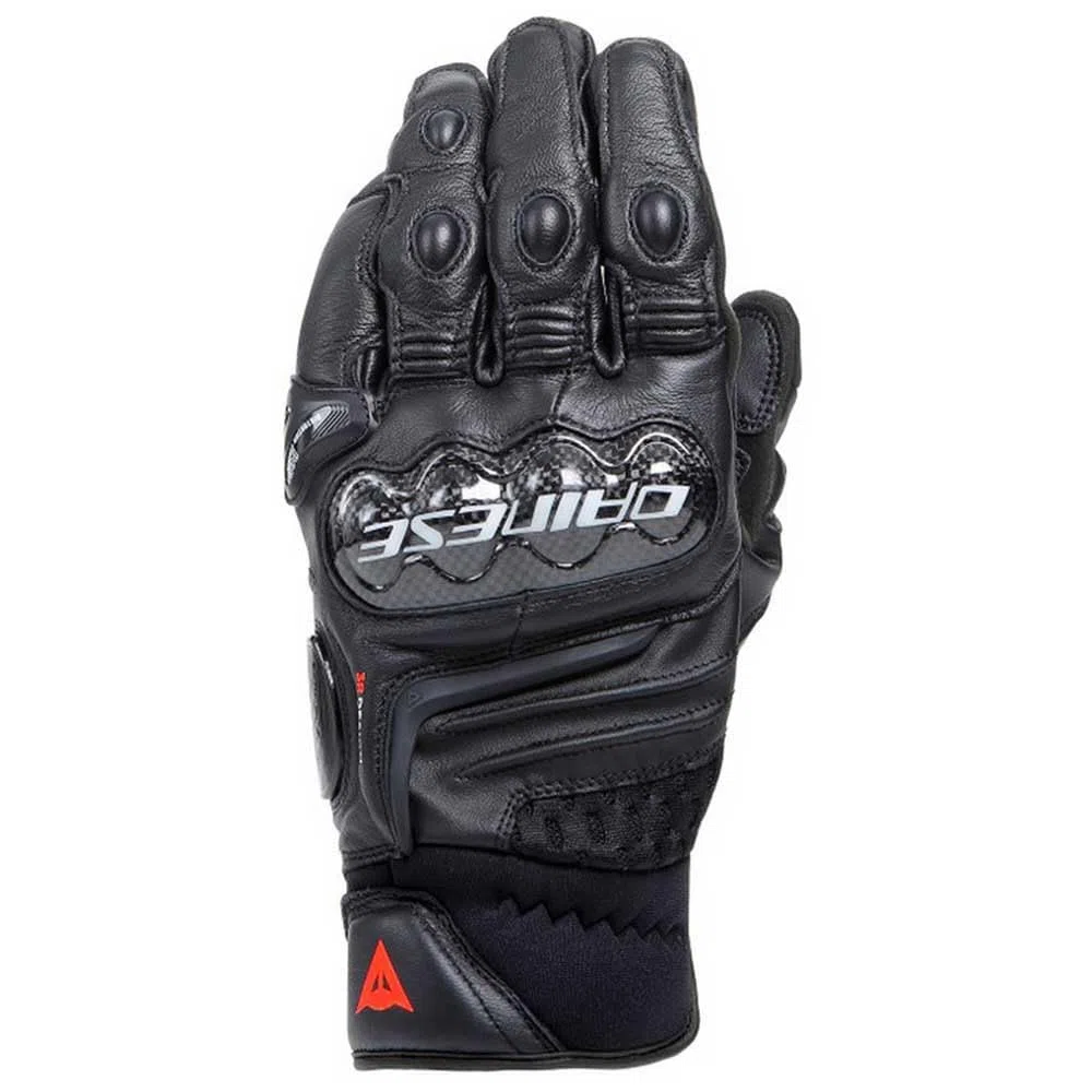 Dainese - Carbon 4 Short Gloves, Guanti Moto Corti in Pelle, con Protezioni delle Nocche in Carbonio, Uomo, Nero/Nero, M