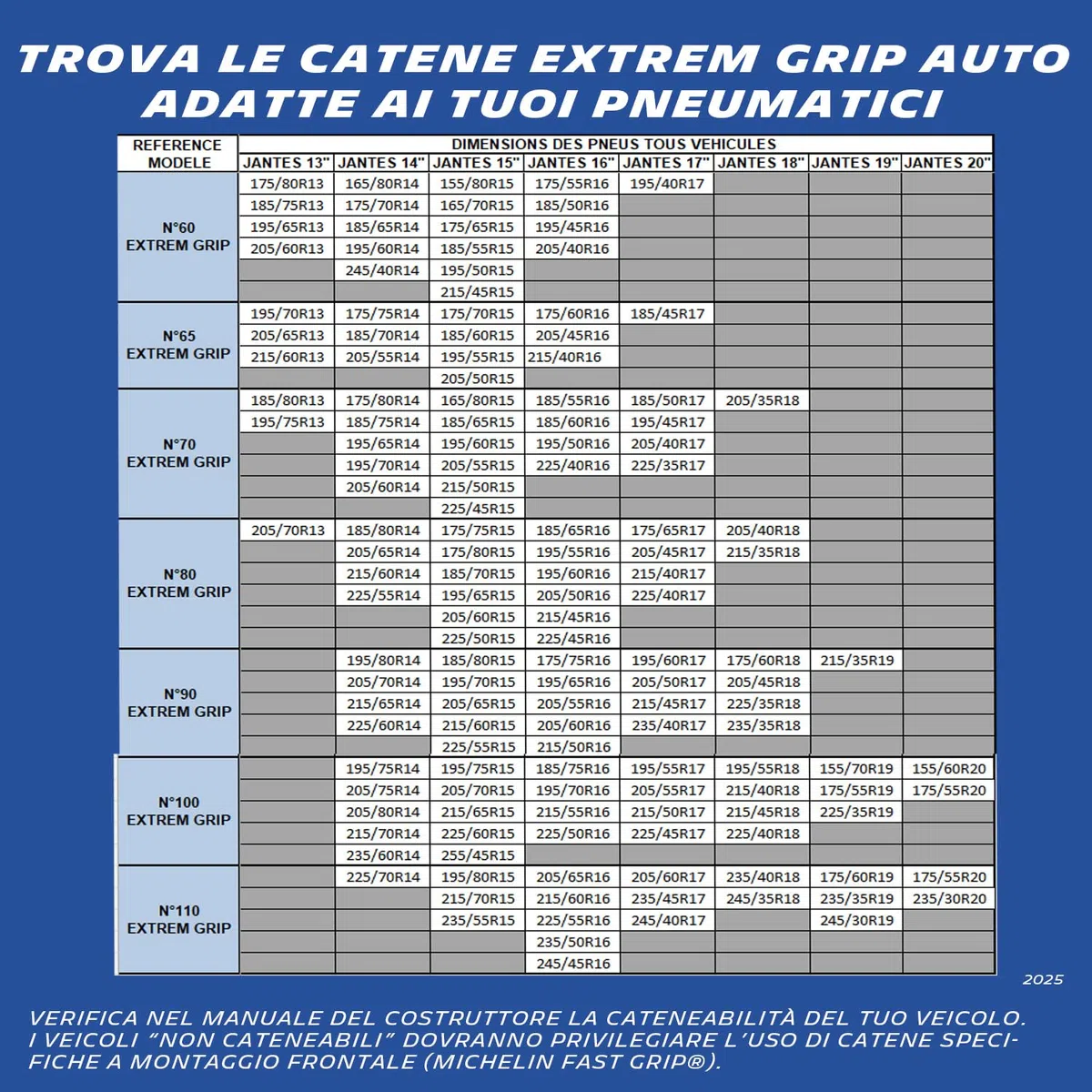 MICHELIN Catene da Neve Extrem Grip 90 - Omologate EN 16662-1 Maglie 9mm - Catene Metalliche Auto ABS ESP - Con Tenditore