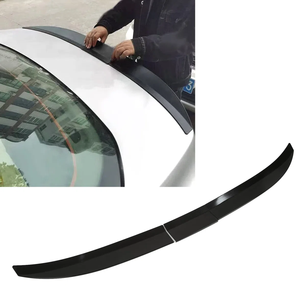 Spoiler Universale per Barra Portellone Posteriore, Set da 3 Pezzi in ABS Nero Lucido Alerone Regolabile con Nastro Adesivo 3M per Auto SUV Station Wagon