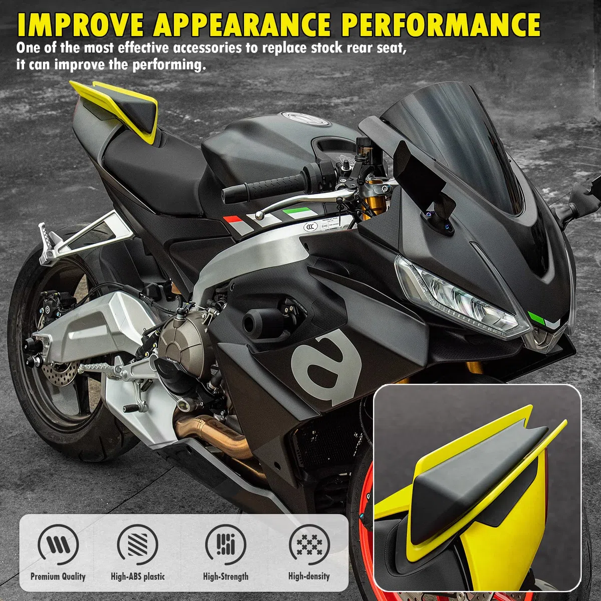 Copri carena per sedile posteriore moto compatibile con RS660 RS 660 Tuono 660 (2020-2023) RSV4 RS V4 1100 (2021-2023) Coprisedile singolo passeggero (Aspetto fibra di carbonio)