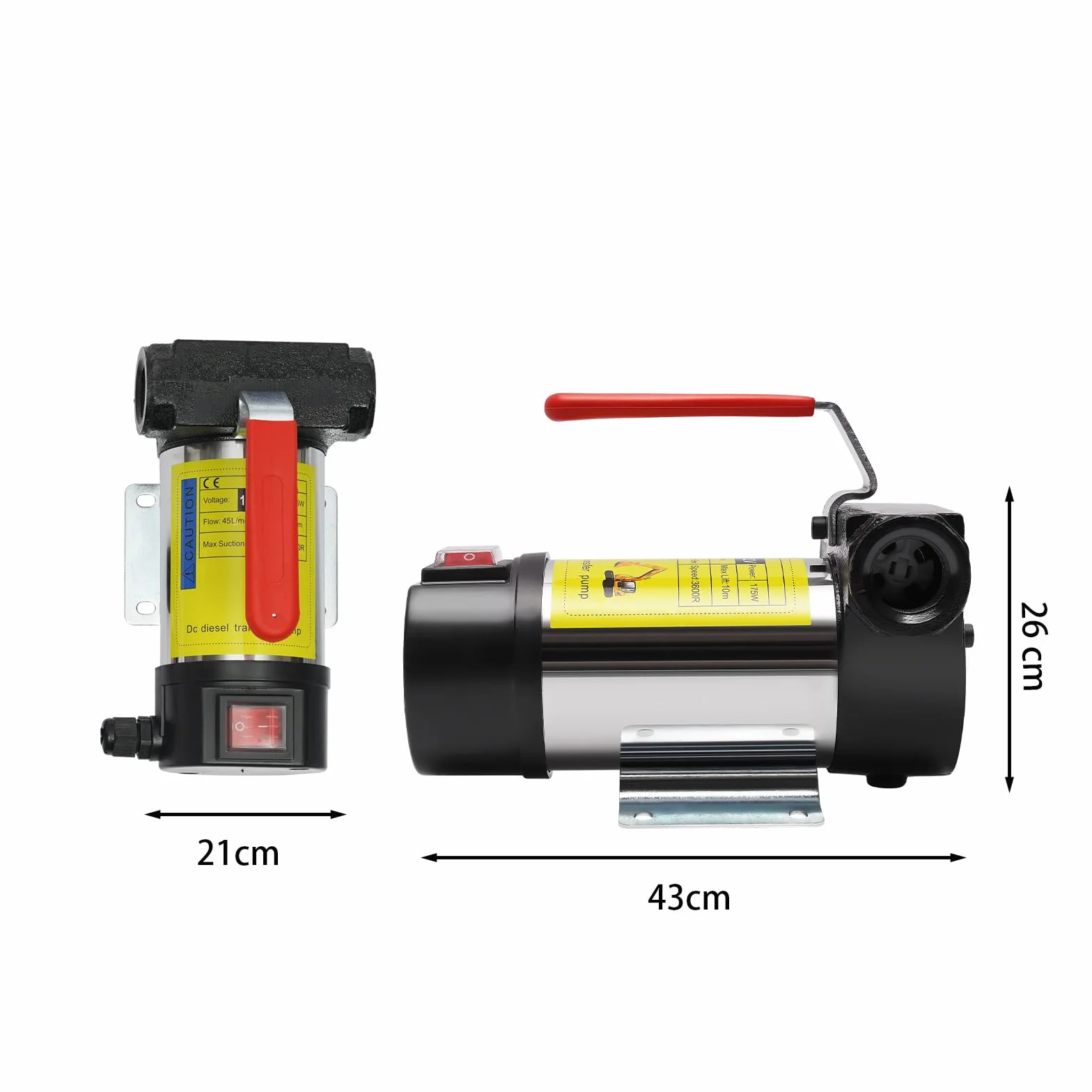 Pompa diesel, 12 V DC 45 l/min, autoadescante, 175 W, pompa diesel biologica, pompa ad olio autoadescante, con ugello del carburante, tubo di scarico da 4 m, per veicoli pesanti, camion