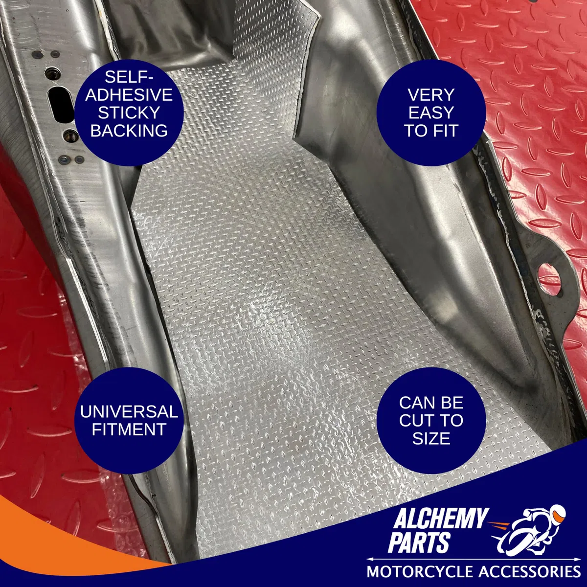 Alchemy Parts Protezione Calore Foglio 100cm x 33cm - Adesivo Scarico & Motore Alluminio - Riflettente - Ideale Per Motocicletta Carenatura E Auto
