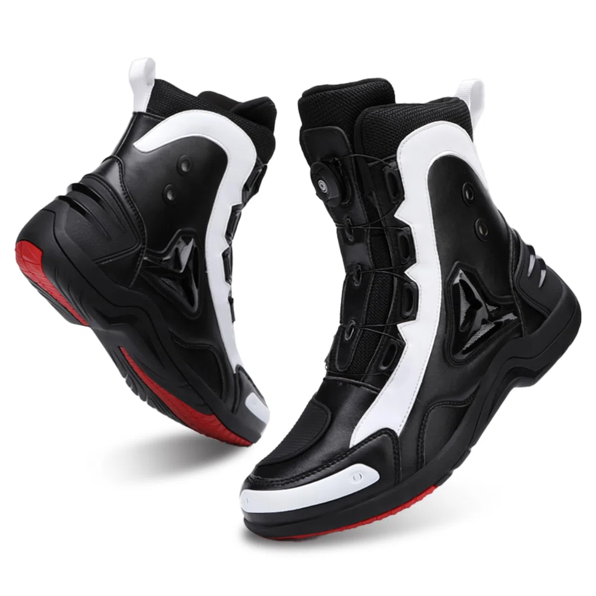 Scarpe Moto Uomo, Stivali Scarpe Moto Motocross Casual Strada Traspiranti Antiscivolo con Cerniera Laterale, Supporto per La Caviglia