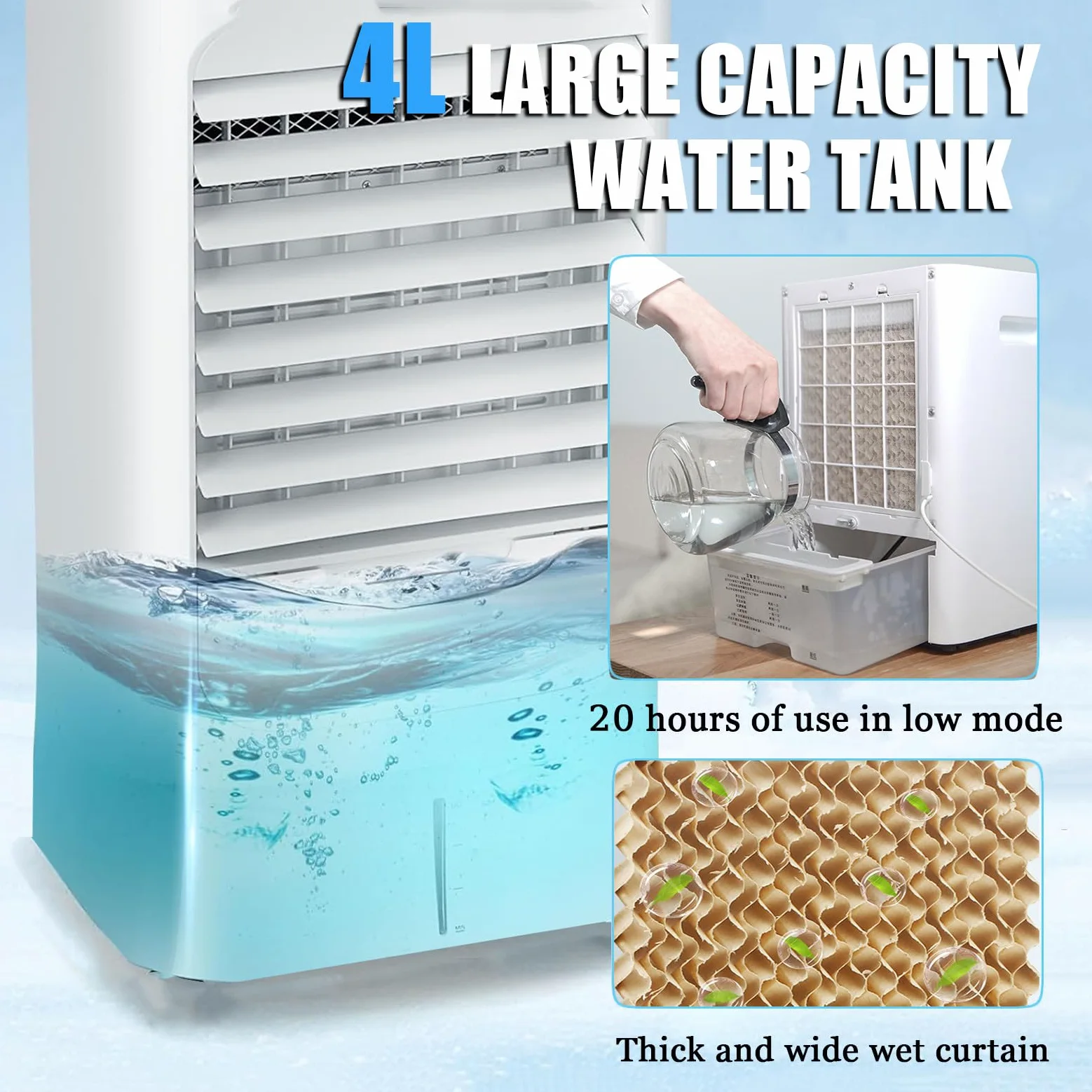 Mini Condizionatore D'Aria Per Camper, Ventilatore Per Condizionatori D'Aria Portatili, Raffrescatore D'Aria Evaporativo Con 3 Velocità Del Vento, Ventola Di Raffreddamento Per Camper, Camion,12V
