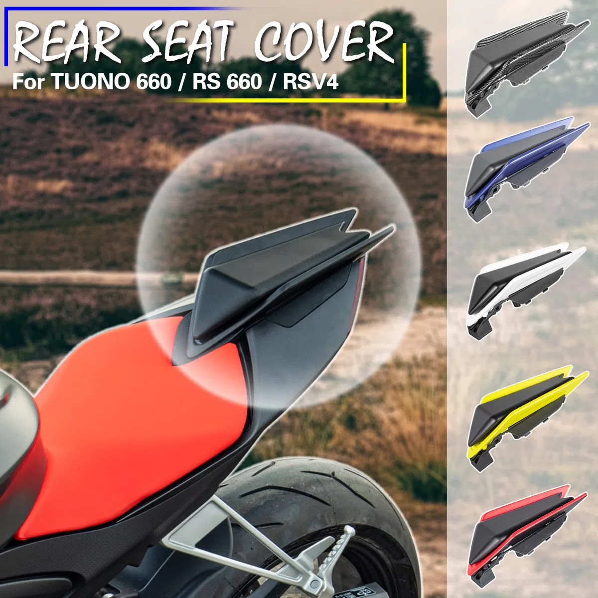 Copri carena per sedile posteriore moto compatibile con RS660 RS 660 Tuono 660 (2020-2023) RSV4 RS V4 1100 (2021-2023) Coprisedile singolo passeggero (Aspetto fibra di carbonio)