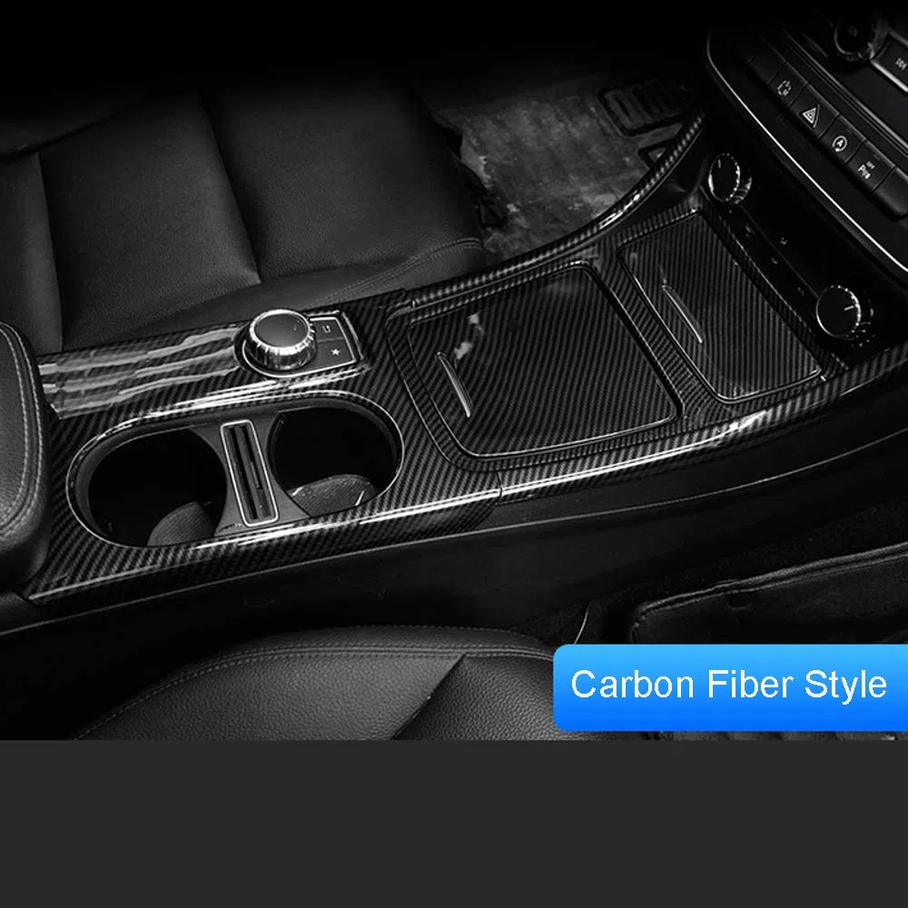 Adesivi per rivestimento pannello console centrale auto in ABS carbonio per Benz CLA GLA Classe A W117 X156 W176 A180 2014-2018, confezione da 6 pezzi