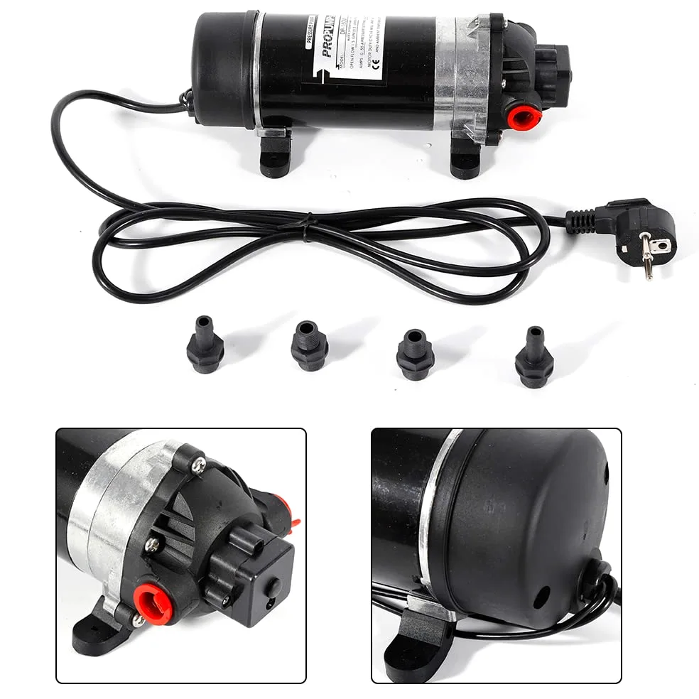 Pompa dell'acqua a membrana 220 V, autoadescante, 160 PSI, 5,5 l/min, pompa a membrana per camper, roulotte, barche, lavaggio e irrigazione da giardino