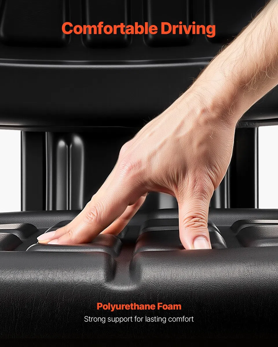 VEVOR Sedile Universale per Carrello Elevatore con Microinterruttore, Sedile con Sospensione Impermeabile per Trattore, Schienale Regolabile, Poggiatesta e Cintura di Sicurezza, per Minipale, Tosaerba