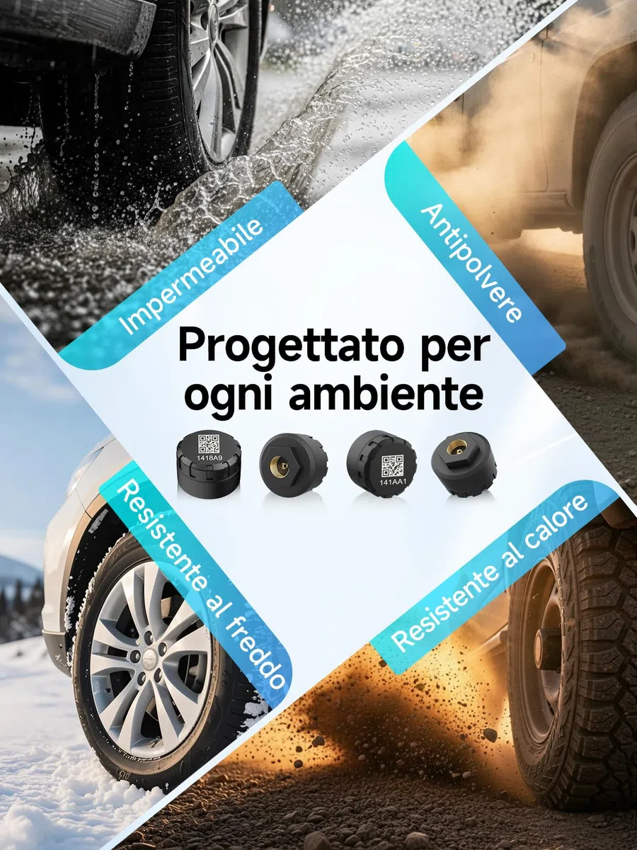 Moman Moto TPMS 4 Monitor di pressione dei pneumatici e temperatura con funzione di allarme, compatibile solo con iOS e Android