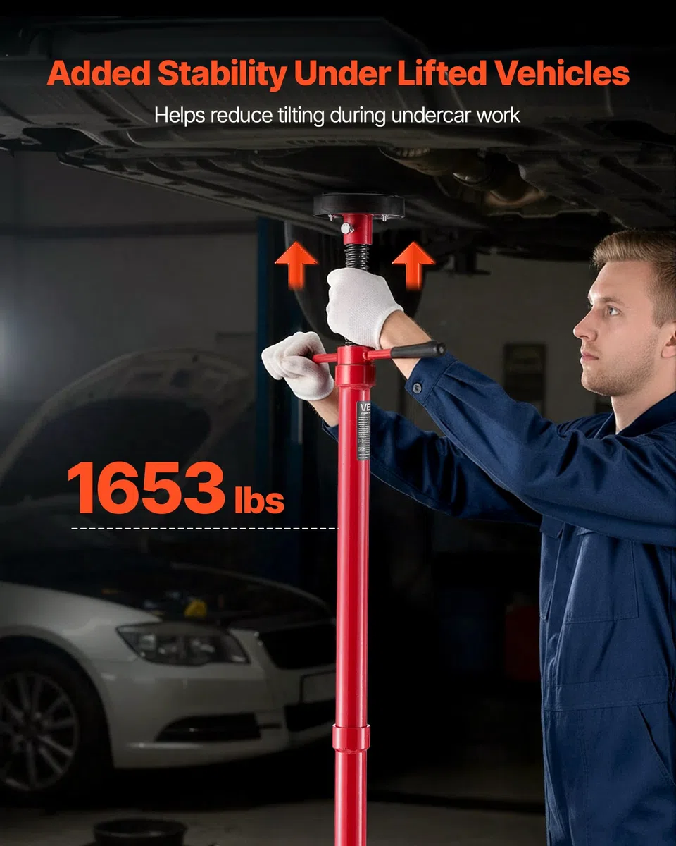 VEVOR Supporto per Fossa e Sottoponte Carico Max. 0,75 Tonnellate, Asta da Fossa Altezza Regolabile 132-203,2cm, Maniglia Girevole, Cuscinetti, Pedale, Riparazioni Manutenzione da Officina Garage