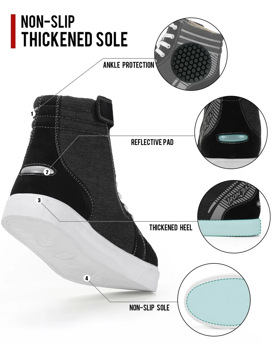 IRON JIA'S Scarpe Moto Uomo，Stivali Moto Uomo，Scarpe da Moto Casual da Strada Traspiranti e Antiscivolo con Cerniera Laterale, Supporto per la Caviglia e Pattini di cambio-44