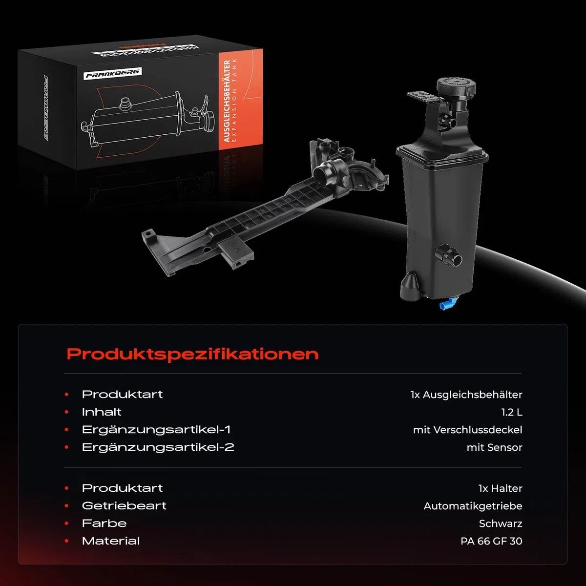 Frankberg 2x Staffa+Serbatoio di Espansione Refrigerante Intestazione Serbatoio Raffreddamento Cambio automatico per Serie 3 E46 320i 323i 325i 328i 330i Z4 E85 Benzina 1998-2006 17111436251