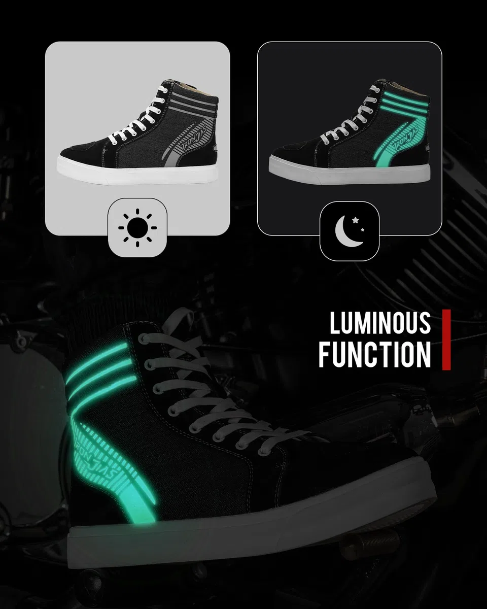 IRON JIA'S Scarpe Moto Uomo，Stivali Moto Uomo，Scarpe da Moto Casual da Strada Traspiranti e Antiscivolo con Cerniera Laterale, Supporto per la Caviglia e Pattini di cambio-44